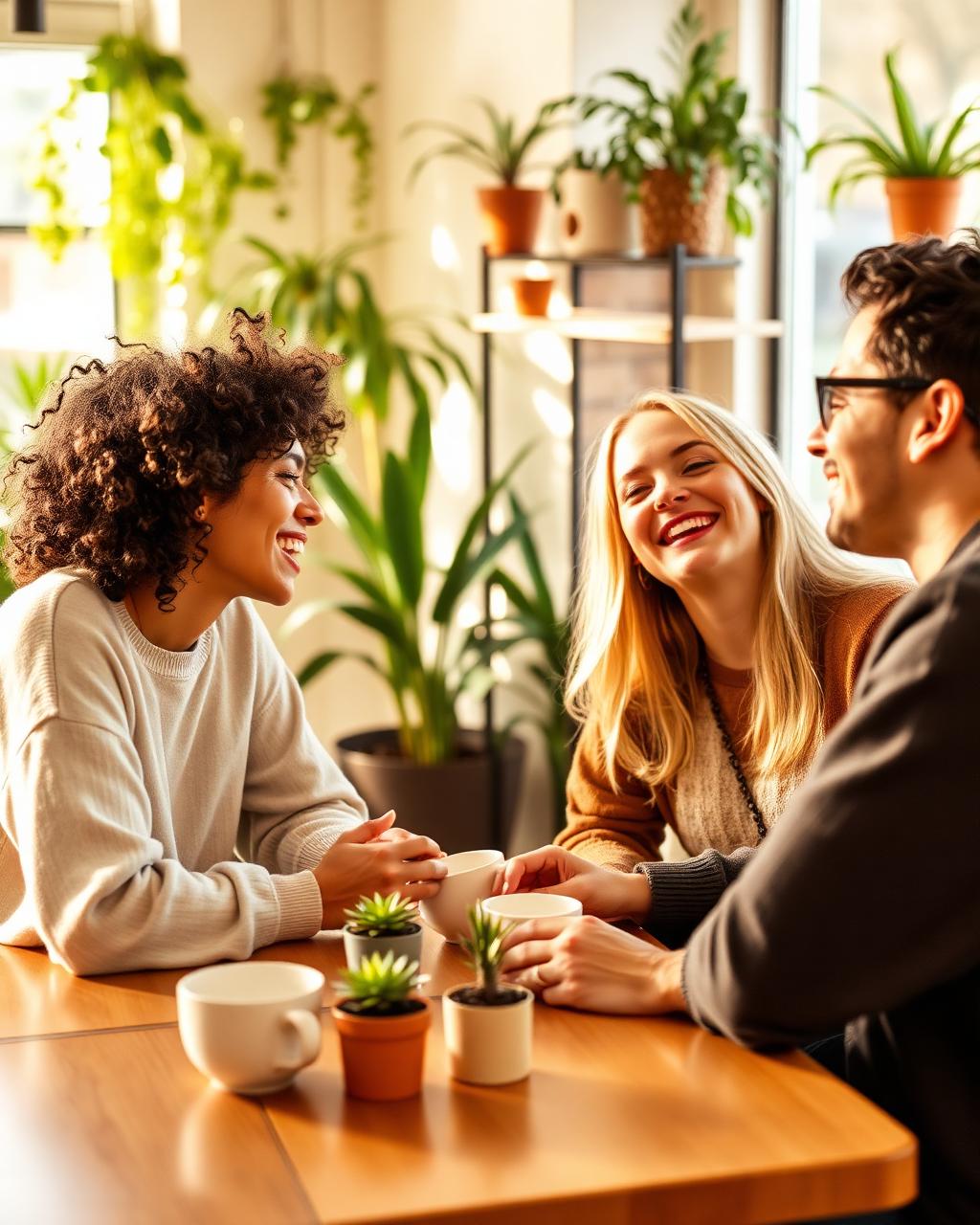 A group of friends enjoying time together around a table